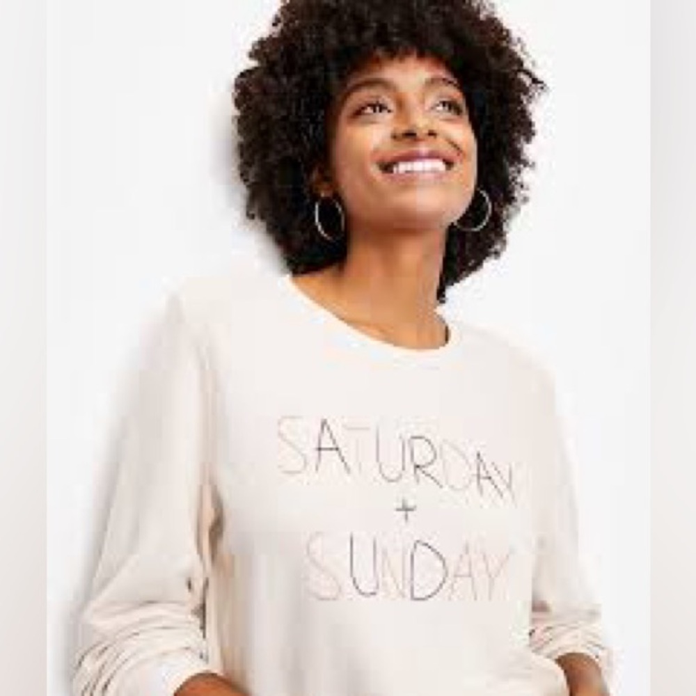 LOFT Women’s Small Saturday + Sunday Off White Sweatshirt
